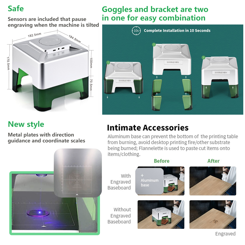 3W Mini Laser Engraver Portabl - Woodworking Logos 评论和价格