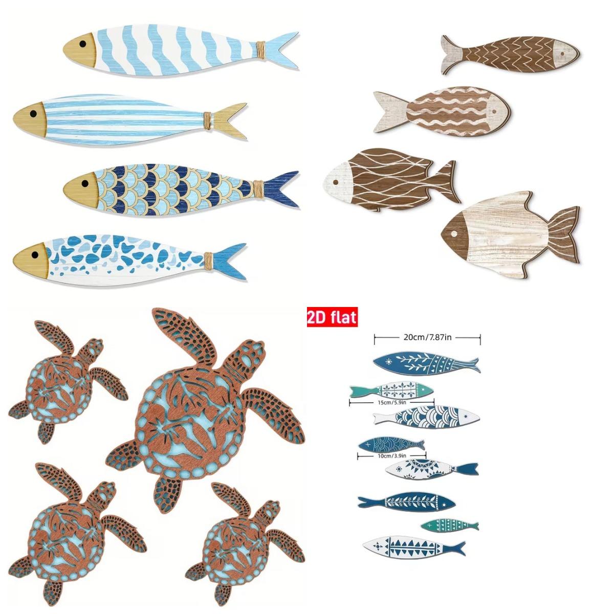 A Set of 4 Wooden Fish Wall De - Woodworking Glue 评论和价格