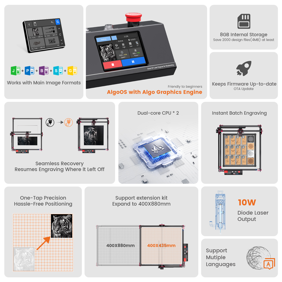 AlgoLaser DIY KIT MK2 10W Lase - Woodworking Logos 评论和价格